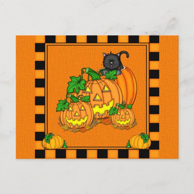 Jack O'Lanterns Halloween Postcard (Front)