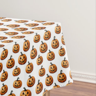 Jack O'Lanterns on White Tablecloth