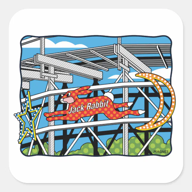 Jack Rabbit Roller Coaster Square Sticker | Zazzle