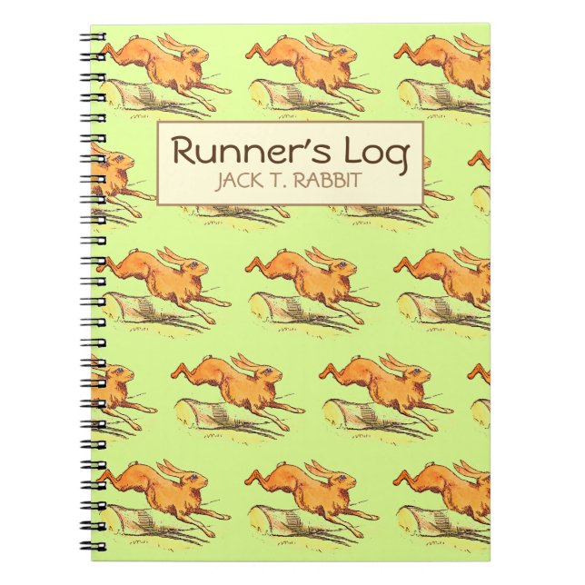 Jack Rabbit Runner's Log Personalised Running Notebook (Front)
