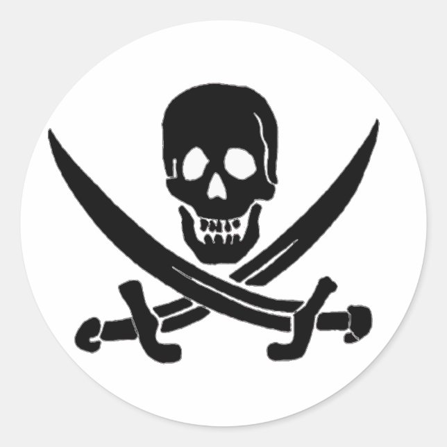 Jack Rackham-Black Classic Round Sticker (Front)