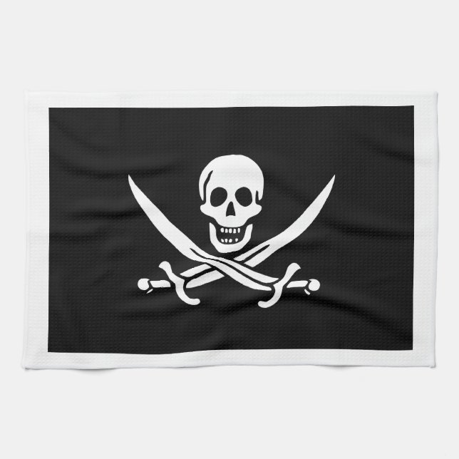 Jack Rackham; Jolly Roger Flag; Pirate Tea Towel (Horizontal)