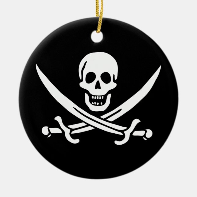 Jack Rackham Pirate Flag Ceramic Tree Decoration (Front)