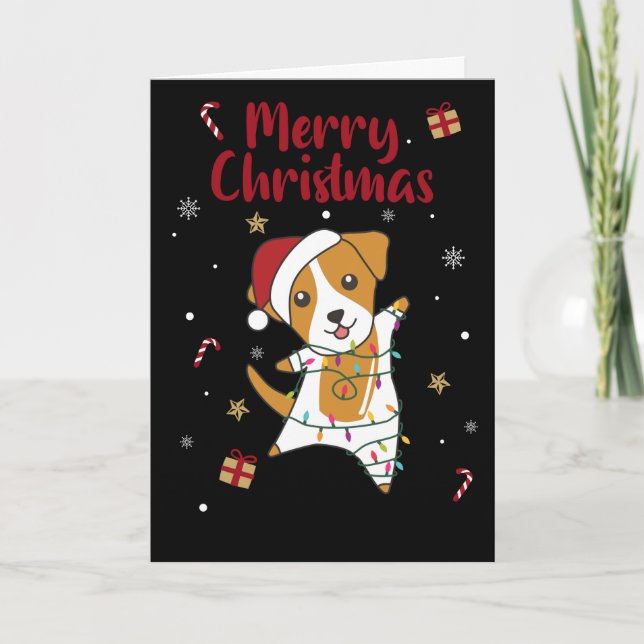 Jack Russel Christmas Dog Winter Animals Dogs Adul Holiday Card (Front)