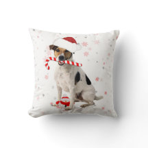 Jack Russel Dog Christmas Holiday Pillow