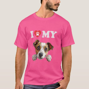 Jack Russel Terrier I Heart My Dog Funny Dog Lover T-Shirt
