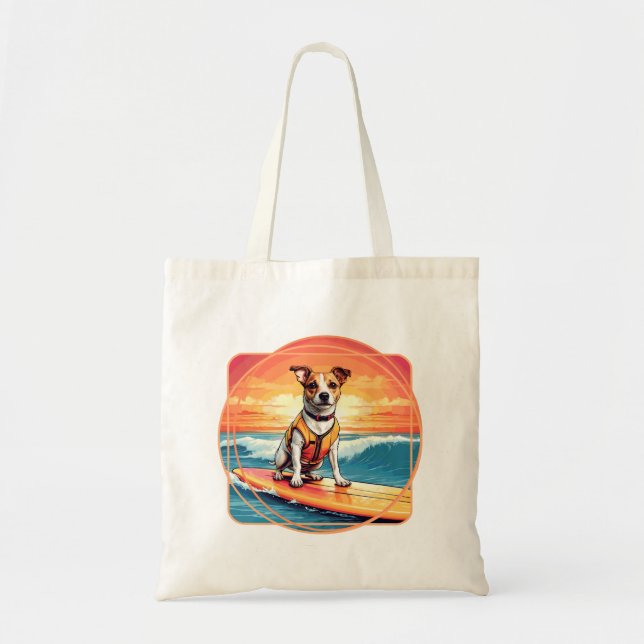 Jack Russel Terrier Surfing Dog Tote Bag (Front)