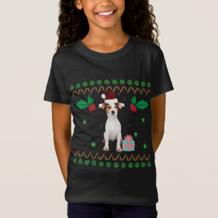 Jack Russel Wearing Christmas Hat Dog Mum Dad Xmas T-Shirt