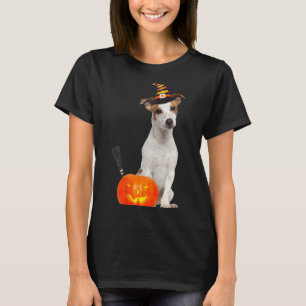 Jack Russel Witch Hat Halloween Dog Costume T-Shirt