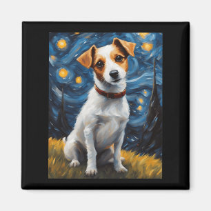 Jack Russel With Collar Painting Print Magnet