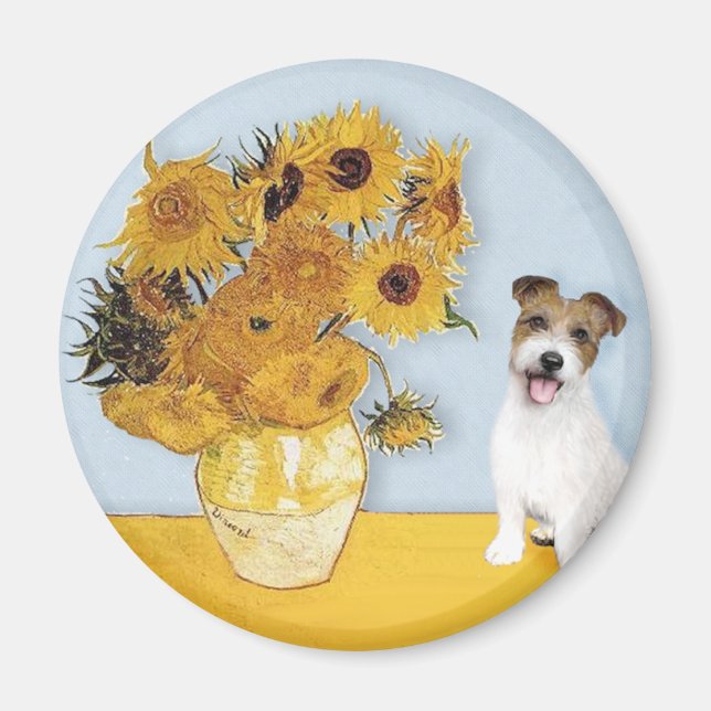 Jack Russell 11 - Sunflowers Magnet (Front)