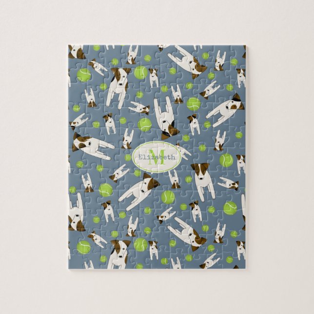 Jack Russell and tennis balls cute dog pattern Jigsaw Puzzle (Vertical)