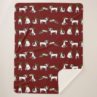 Jack Russell Cartoon Sherpa Blanket