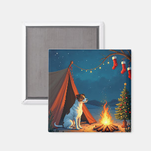 Jack Russell Christmas Camping Night Painting Magnet