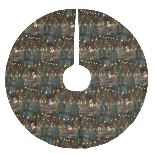 Jack Russell Christmas Festive Voyage Brushed Polyester Tree Skirt (Front)