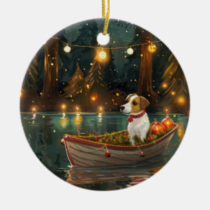 Jack Russell Christmas Festive Voyage Ceramic Tree Decoration