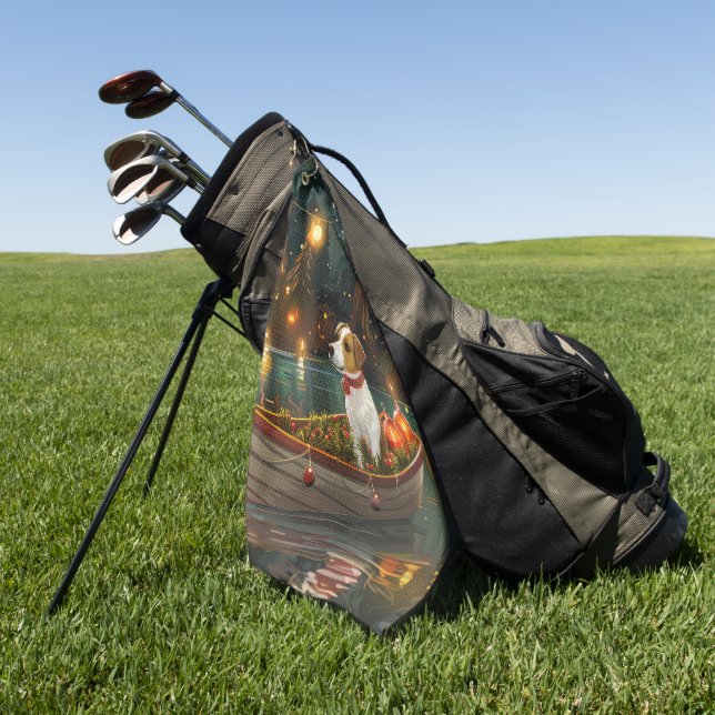 Jack Russell Christmas Festive Voyage Golf Towel (Green)