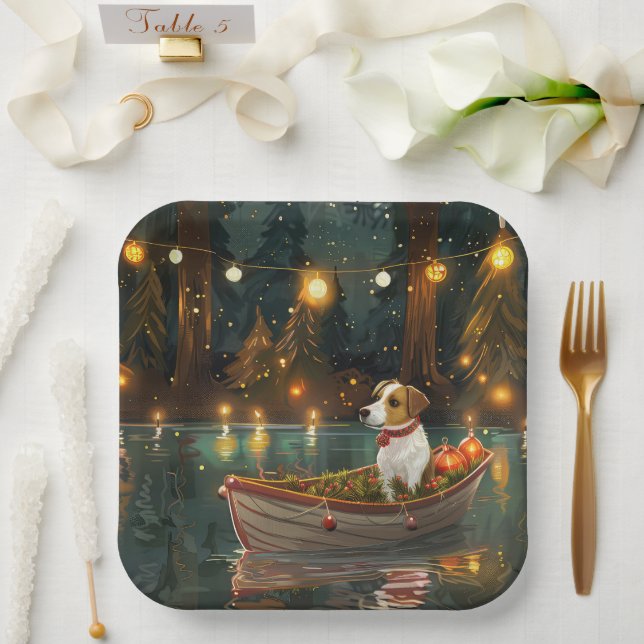 Jack Russell Christmas Festive Voyage Paper Plate (Wedding)