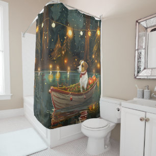 Jack Russell Christmas Festive Voyage Shower Curtain