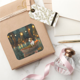 Jack Russell Christmas Festive Voyage Square Sticker