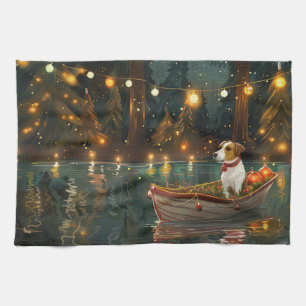 Jack Russell Christmas Festive Voyage Tea Towel