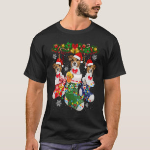 Jack Russell Christmas Socks Tree Light Xmas Santa T-Shirt