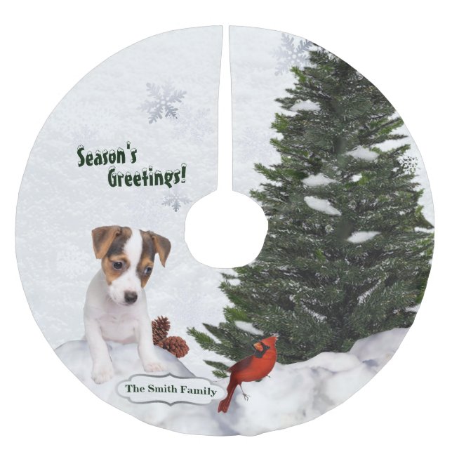 Jack Russell Christmas Wishes Tree Skirt (Front)