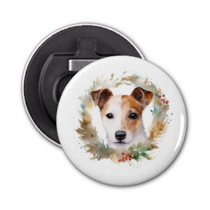 Jack Russell Christmas Wreath Festive Pup Bottle Opener