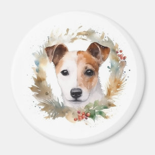 Jack Russell Christmas Wreath Festive Pup Magnet
