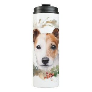 Jack Russell Christmas Wreath Festive Pup  Thermal Tumbler