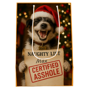 Jack Russell cute Naughty List gift bag