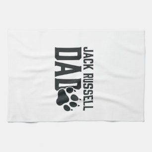 Jack Russell Dad Vintage Paw Print Shirt Design_1 Tea Towel