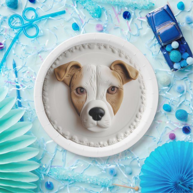 Jack Russell Dog 3D Inspired  Paper Plate (Party)