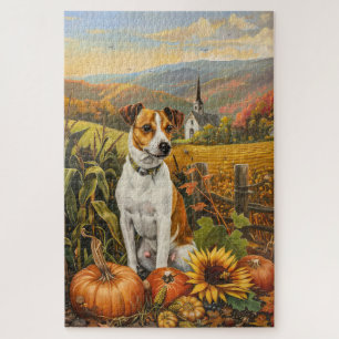 Jack Russell Dog Autumn Harvest Thanksgiving  Jigsaw Puzzle
