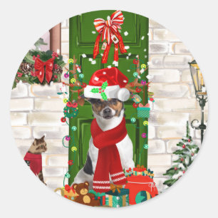 Jack Russell Dog Christmas  Classic Round Sticker