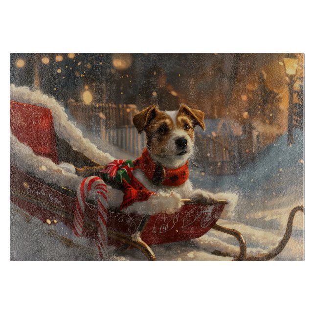 Jack Russell Dog Christmas Festive Cutting Board (Front)