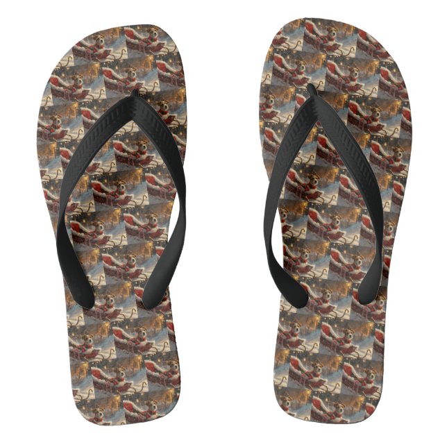 Jack Russell Dog Christmas Festive Flip Flops (Footbed)