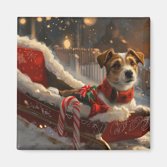 Jack Russell Dog Christmas Festive Magnet (Front)