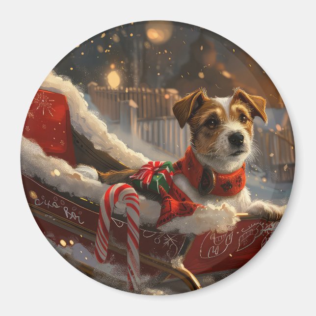 Jack Russell Dog Christmas Festive Magnet (Front)