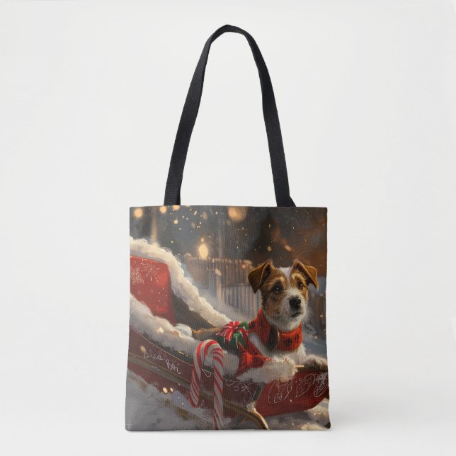 Jack Russell Dog Christmas Festive Tote Bag (Front)