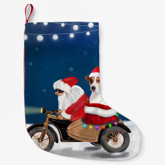 Jack Russell Dog Christmas Santa Claus  Small Christmas Stocking (Front)