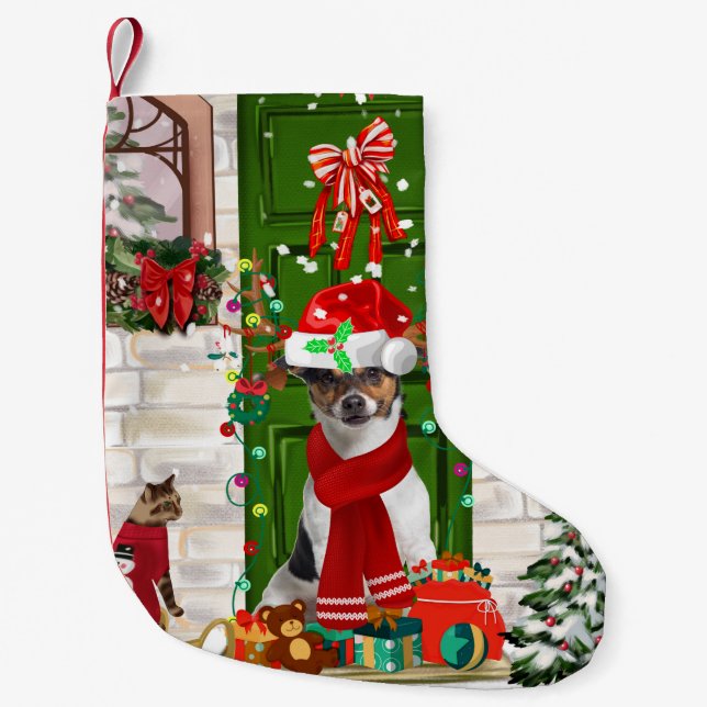 Jack Russell Dog Christmas  Small Christmas Stocking (Front)