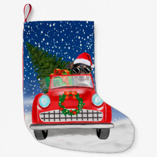 Jack Russell Dog Driving Car In Snow Christmas Small Christmas Stocking