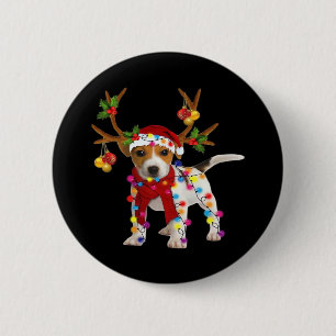 Jack russell Dog Gorgeous Reindeer Christmas Light 6 Cm Round Badge