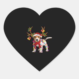 Jack russell Dog Gorgeous Reindeer Christmas Light Heart Sticker