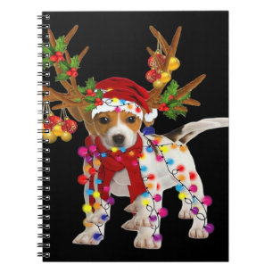 Jack russell Dog Gorgeous Reindeer Christmas Light Notebook