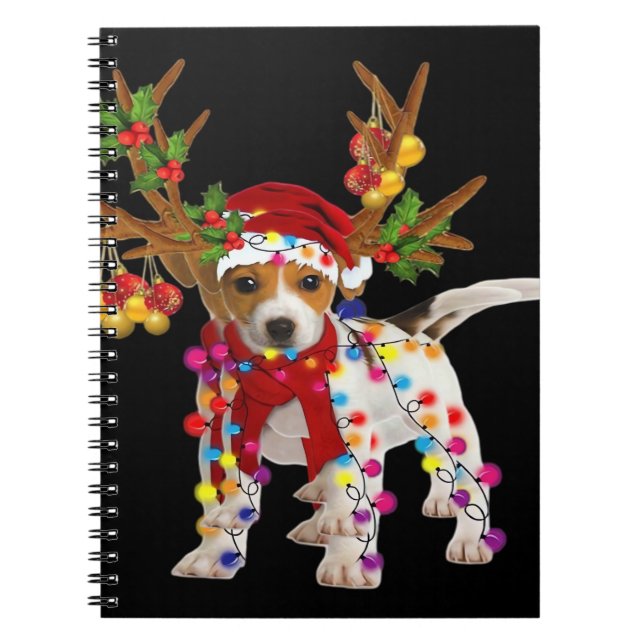 Jack russell Dog Gorgeous Reindeer Christmas Light Notebook (Front)