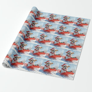 Jack Russell Dog in Sledge Let it Snow Christmas Wrapping Paper