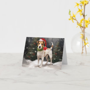 Jack Russell Dog in Snow Christmas Card