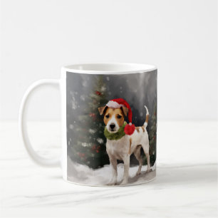Jack Russell Dog in Snow Christmas Coffee Mug